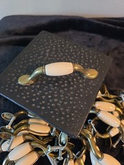 Vintage 3” Brass And White Ceramic Drawer Pull Door Handle – Multiple Available