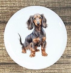 LONGHAIR DACHSHUND DOG STANDING WHITE CERAMIC KITCHEN CABINET DRESSER KNOB