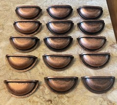 Lot Of 15 Solid Copper Cup Drawer Pulls 3” w/ Oil Rubbed Finish