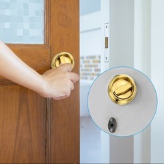 2 Pcs Recessed Door Handles Round Flush Pulls Embedded Hidden Gold