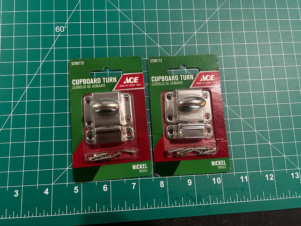 New 2-pack lot Ace Steel Nickel Cupboard Turn knob 1-1/4”x 1-3/4” 5298773