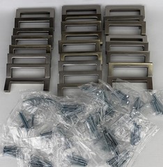 Lot Of 25 – Drawer Pulls Square Nickel Finish / Silver With Screws. 3 3/8x 1 1/8