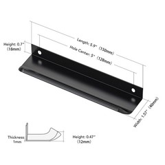 8 PCS Black Cabinet Handles 5.9 Inch Finger Edge Pulls 5 Inch Hole Center