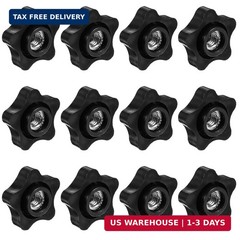 12pcs Star Knob 3/8-16, 6-Star 3/8″-16 Female Thread Knob,Black 3/8-16 Star Knob