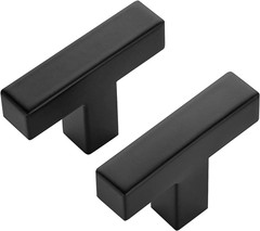 10 Pack Black Square Bar Cabinet Knobs 2 Inch Kitchen Handles | Single Hole, Sta