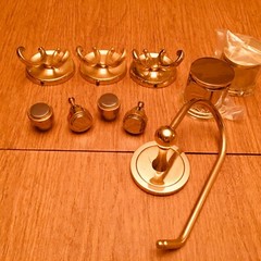 Solid Brass Bathroom Faucet Knobs, Paper Holder, Towel Robe Hooks, Drawer Pulls