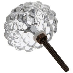Textured Clear Glass Pull w/Bronze Furniture Cabinet Drawer Hardware Knob Pull