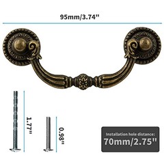 4 Pack Bail Pull Handles Hole Center Antique Drop 2.75 Inch Antique Bronze