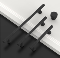 Juego de 10 pomos de gabinete: Negro mate, ideal para cajones y armarios de coci