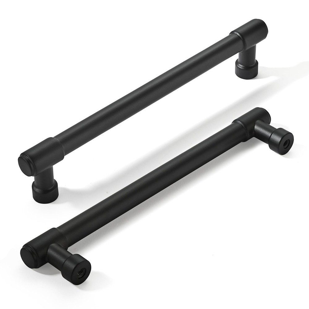 2 PCS Matte Black Cabinet Pulls 6 Inch 152mm Hole Centers Kitchen Hardware