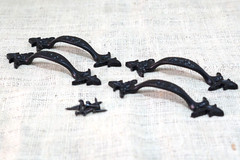 4 Cast Iron Handles Gate Pull Shed Door Barn Handle Drawer Pulls Durable Black