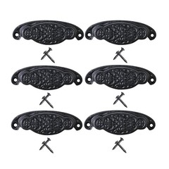 Renovators Supply Manufacturing Cabinet Pulls3 3/ 4 in. Black Wrought Iron Flora