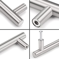 30 Pack 3″ Hole Centers Euro T Bar Cabinet Pulls Stainless Steel Kitchen Drawer