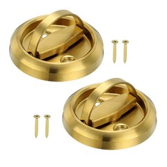 2 Pcs Recessed Door Handles Round Flush Pulls Embedded Hidden Gold