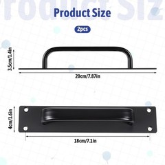 2 Black Sliding Door Handle Ergonomic Aluminum Alloy Hardware Daily Use