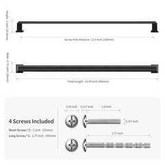 Pack 12.6 Inch(320mm) Hole Center Modern 12.6 Inch Hole Center 10 Matte Black