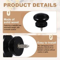 8 pcs wooden furniture handles, black (day 2.8cm, height 2.3cm)