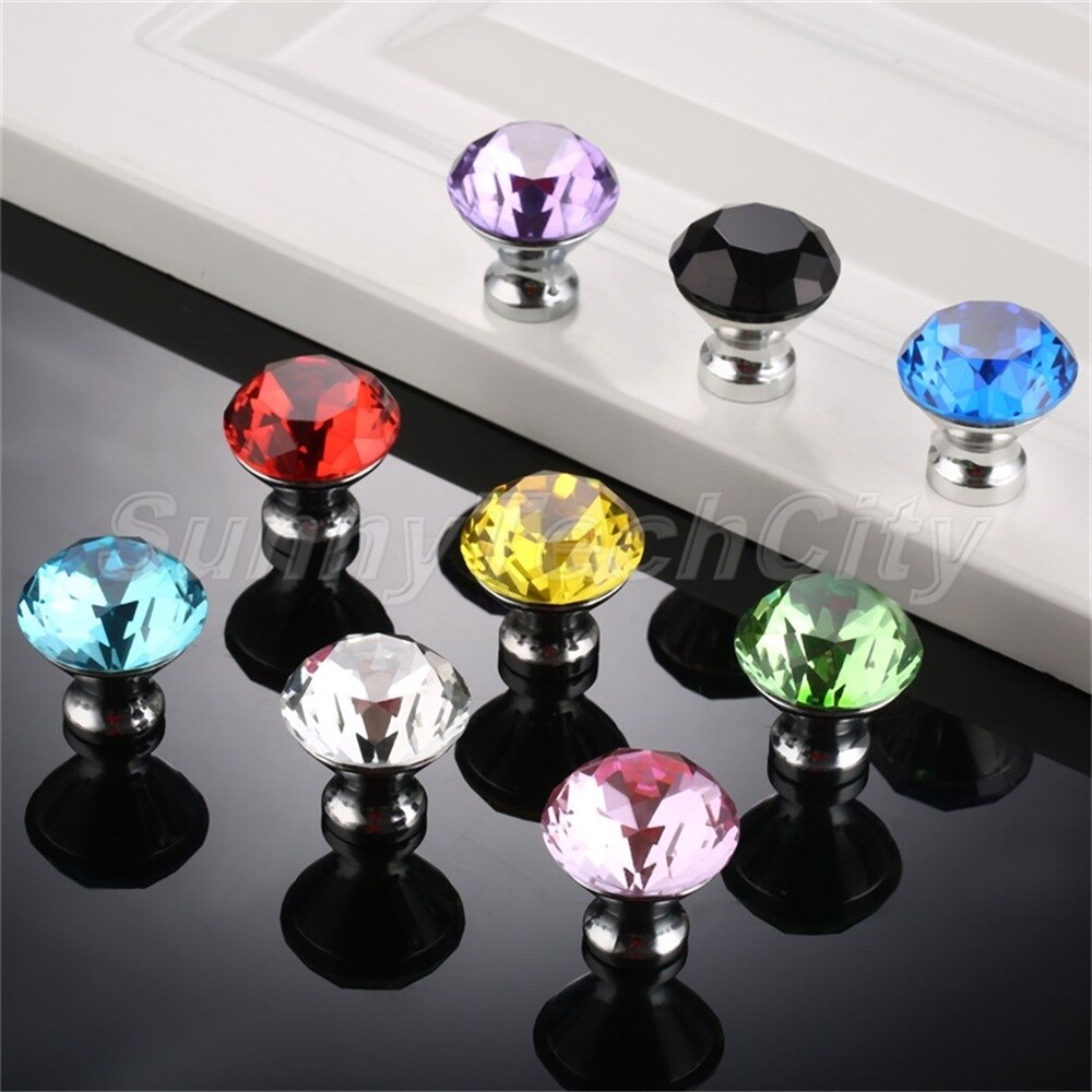 Modern Furniture Drawer Cabinet Knob Diamond Crystal Wardrobe Door Pull Handles