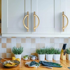 Amerdeco 10 Pack Brushed Gold Cabinet Pulls 5 Inch(128MM) Hole Centers Kitchen C