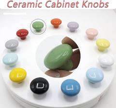 10Pack Ceramic Cabinet Knobs, 1.26Inch/32Mm Green round Drawer Dresser Knob