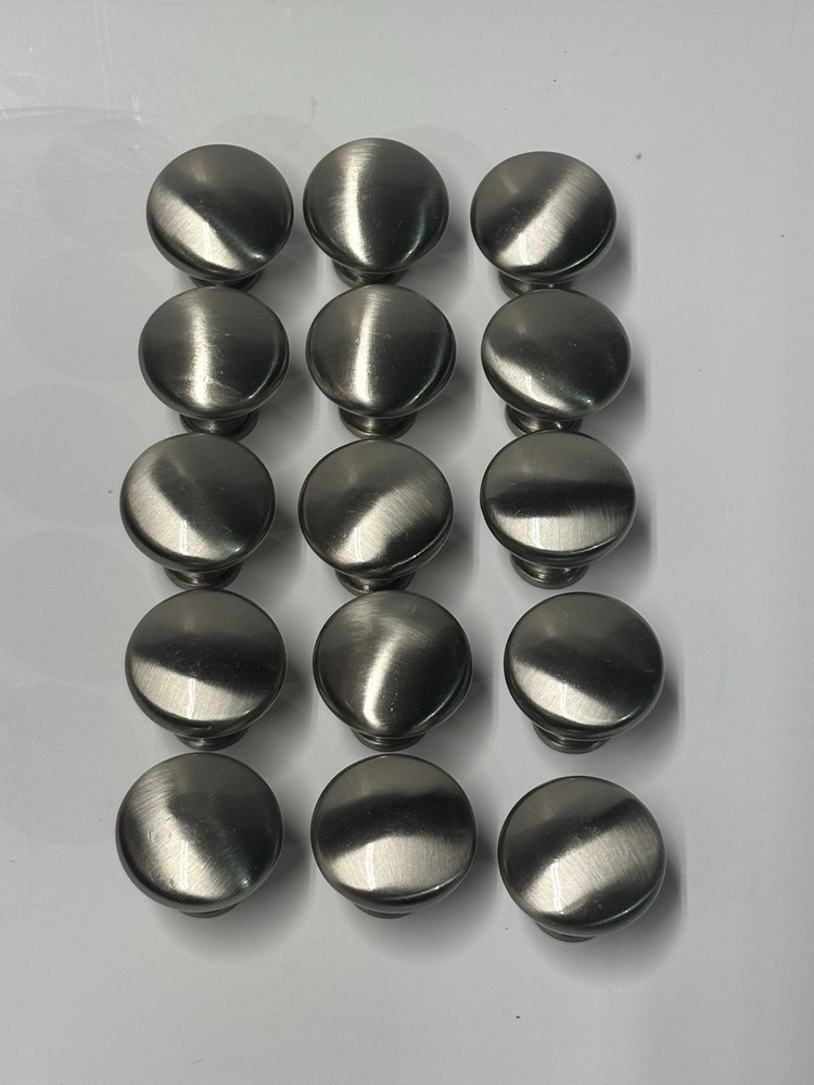 Lot of 15 Satin Nickel Cabinet Knobs 1-1/4″ Round Drawer Pulls w/ Mounting Screw