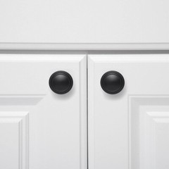 Basics 25-Pcs Straight Top Ring Cabinet Knob, 1.25-inch Diameter, Flat Black