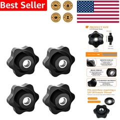 Hand Knob 4pc Black Nylon 1/4-20 Thread Thru Durable Screw-On Clamping Control