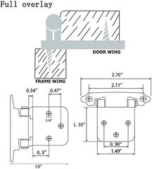 Overlay Kitchen Cabinet Hinges Self Closing Face Mount Cupboard Door Hinge Lot