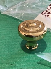 FKI Period Brass Round Cabinet Knob Polished Solid Brass A4 Heavy Large
