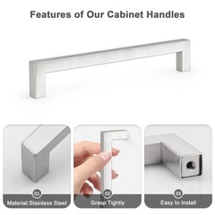 Probrico 12 Pack Hole Centers 6.25Inch Stainless Steel Cabinet Pullsbrushed
