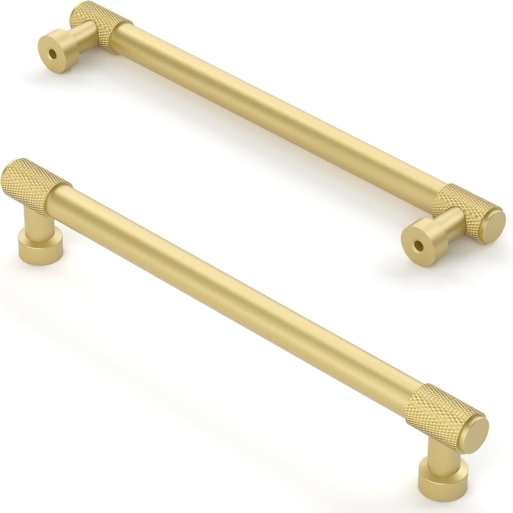 Brushed Gold Cabinet Pulls – 10 Pack 7 Inch Knurled Handles for Kitchen & Cupboa