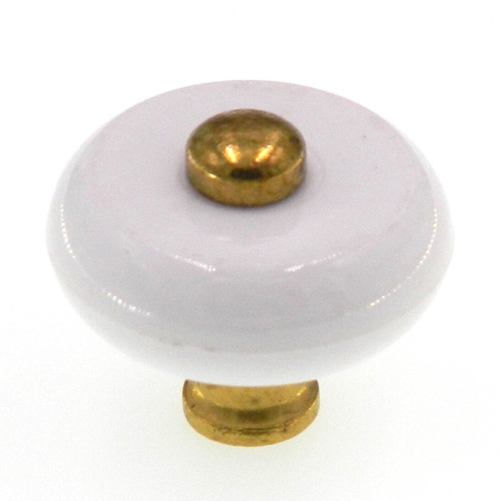 Amerock Allison Polished Brass, White Center 1 3/16″ Cabinet Knob BP76268-WH3