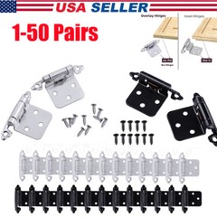 1-50Pairs Kitchen Cabinet Door Hinges Self Closing Overlay Face Mount Hinges LOT