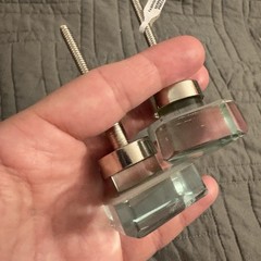 Anthropologie Glass Clear Block Rectangle Cabinet Drawer Pulls -set of 2