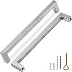 10 Pack 5 in Center-to-Center Solid Square Slim Satin Nickel Cabinet Bar Pull