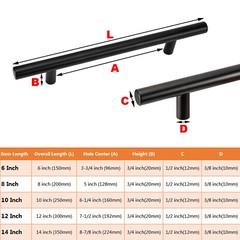 1-30PCS Cabinet Handles Pulls Kitchen Brushed T Bar Drawer Matte Black Knobs