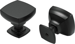 6 Pack Matte Black Square Cabinet Knobs Zinc Alloy Drawer Pull Hardware