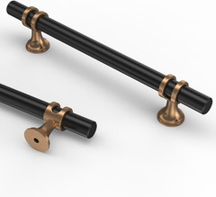 10 Pack 5 Inch(128Mm) Champagne Bronze and Matte Black Kitchen Cabinet Handles,
