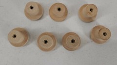 Lot of 7 Wooden Drawer Pulls Knobs Ash Wood 1 1/4 inch Round Cabinet Door Knob