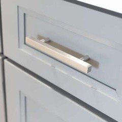 Brushed Nickel Square Modern Cabinet Handles Pulls Knobs Kitchen Stainless Steel