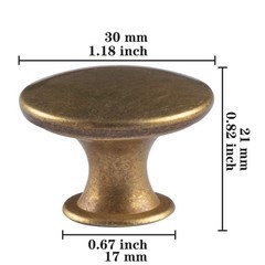 20 Pack Brass Round Antique Brass Kitchen Cabinet Knobs Cupboard Door Knobs D…
