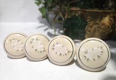 Vintage 4 Pfaltzgraff Drawer Knobs Heirloom Cabinet Pulls Country White Rose