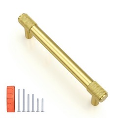 10 Pcs Knurled Brushed Gold 5 Inch 128mm Cabinet Handles Drawer Pulls