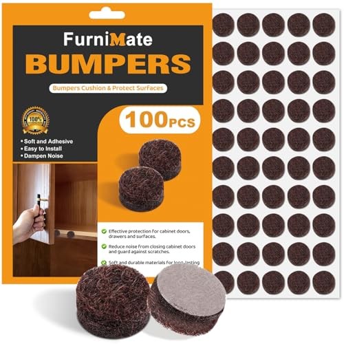 Felt Cabinet Door Bumpers – Small Felt Pads for Cabinet Doors, 5mm Thick Brown