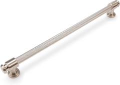 Brushed Satin Nickel Cabinet Handles – 6 Pack Knurled Drawer Pulls 320mm