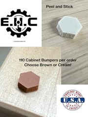 Cabinet Door Soft Bumper Pads/ 110 Urethane Foam 3/8″ Hexagon 1/8 Thick Cream