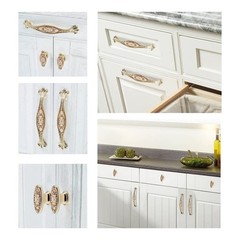 2 PCS Cabinet Pulls 3-3/4 Inch Zinc Alloy Floral Pattern Handles Solid Metal