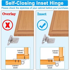 3/8″ Inset Hinges for Face Frame Kitchen Cabinet Door Satin Nickel Self Closing