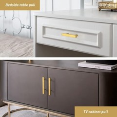 GOLDENTIMEHARDWARE 3 3/4in Gold Cabinet Handles 6 Pack Brushed Brass 6″ Length