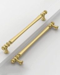 10 Pack 7.5″(192mm) Hole Center Matte Gold Kitchen Cabinet Handles, Brushed G…